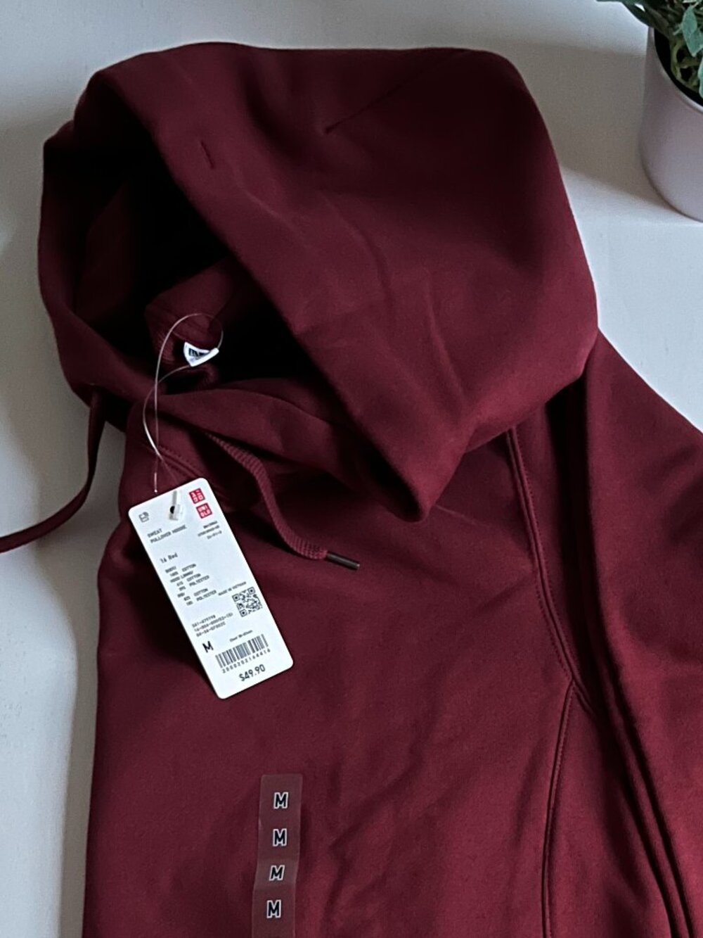 NWT Uniqlo Red Sweat Pullover Hoodie Men Medium
